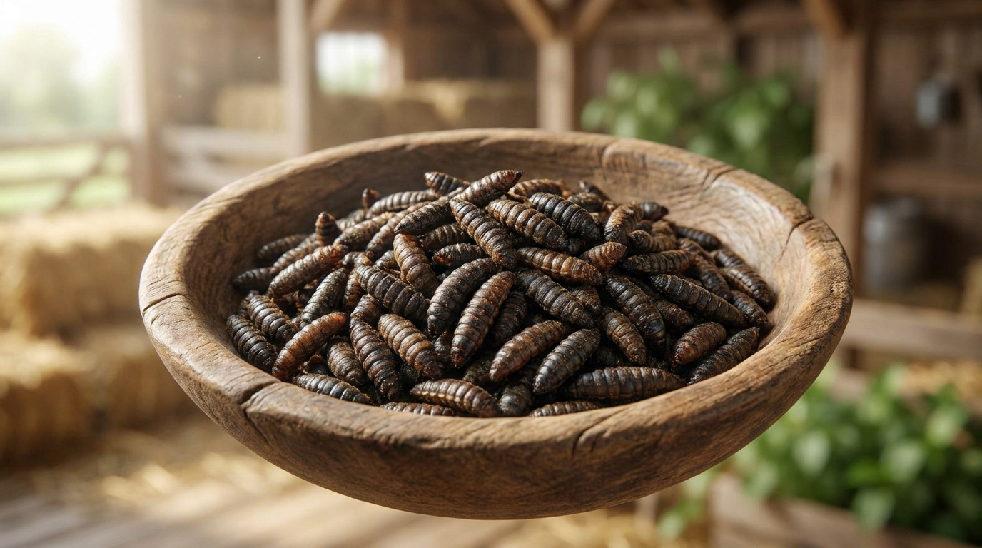 Larves de mouche soldat noire séchées, Hermetia illucens, riches en calcium