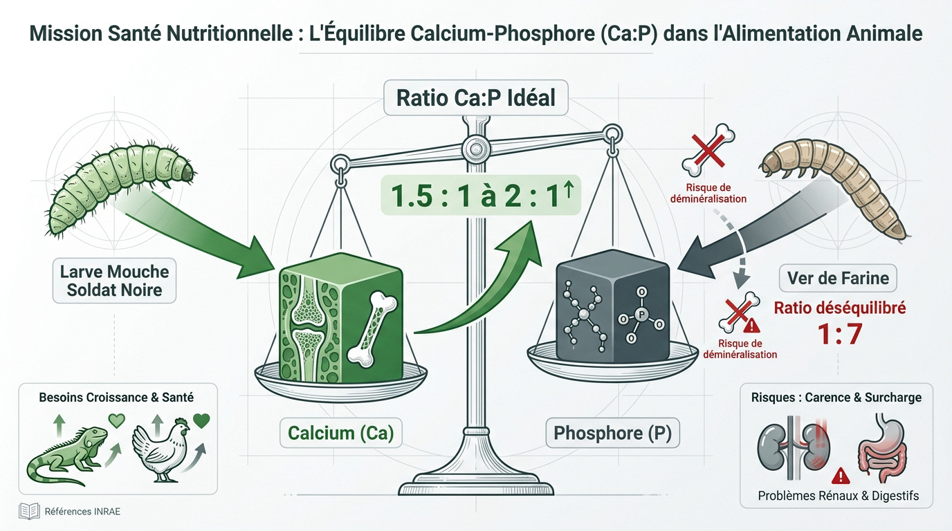 Schéma de l'équilibre calcium phosphore dans l'alimentation animale