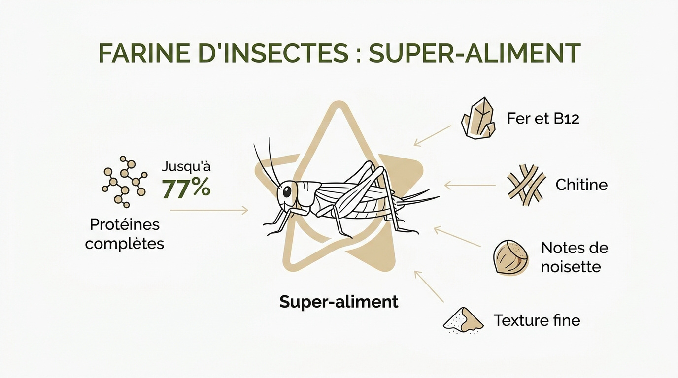 Farine d'insectes riche en protéines et minéraux pour une cuisine saine