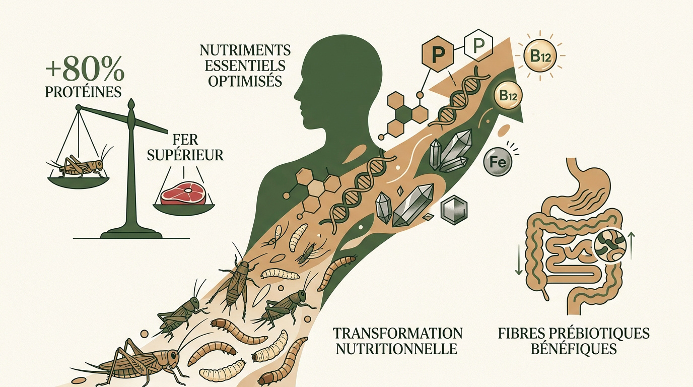 Assortiment d'insectes comestibles riches en protéines et nutriments
