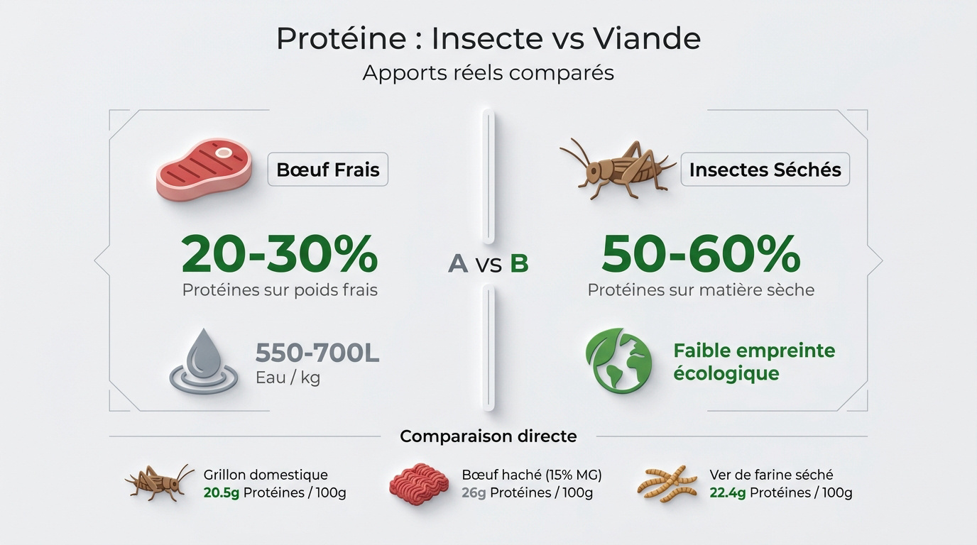 Comparaison nutritionnelle entre protéines d'insectes et viande de bœuf