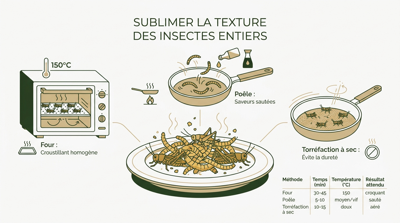 Grillons et vers de farine séchés pour une recette apéro croustillante