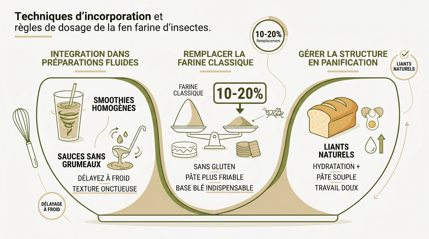 Préparation culinaire intégrant de la farine d'insecte comestible pour enrichir des recettes en protéines