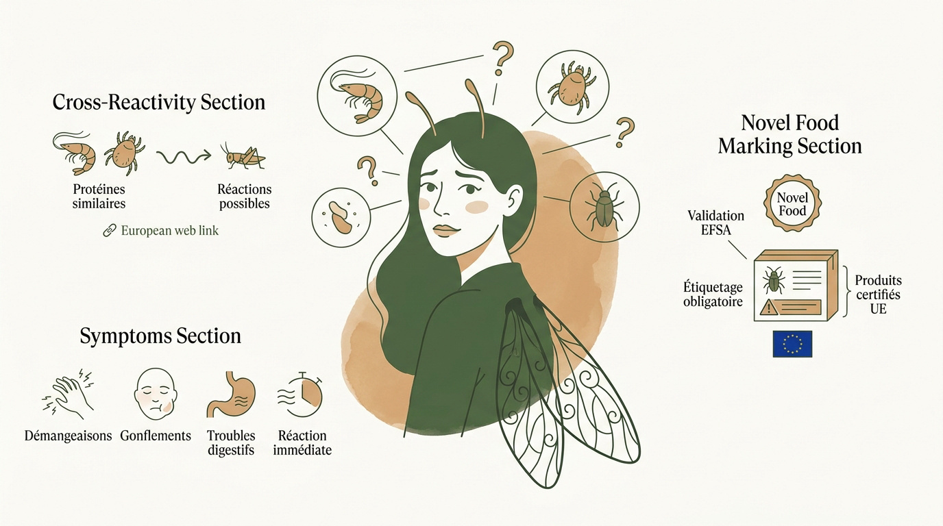 Illustration des risques allergiques liés à la consommation d'insectes comestibles