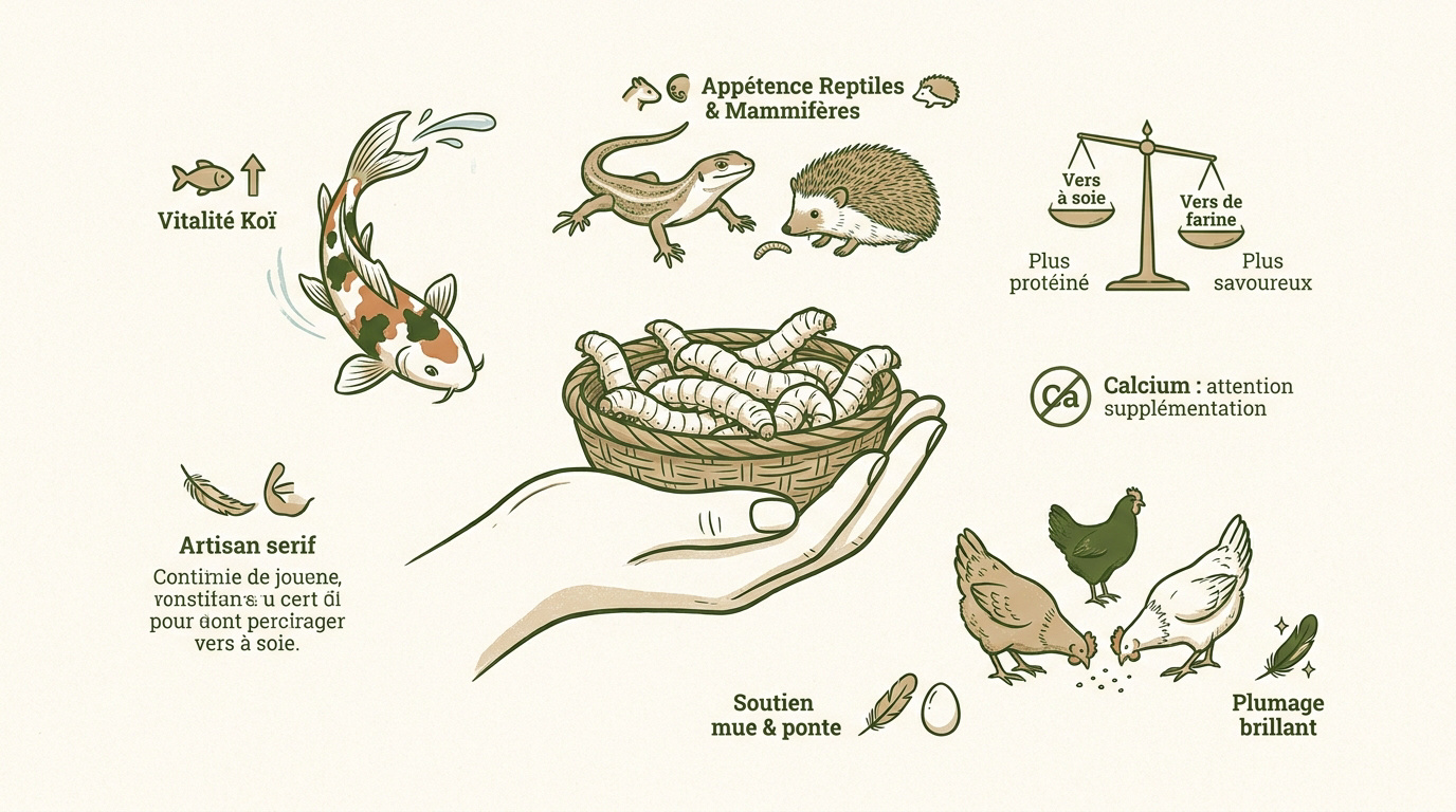 Larves de vers à soie séchées Bombyx mori pour alimentation animale